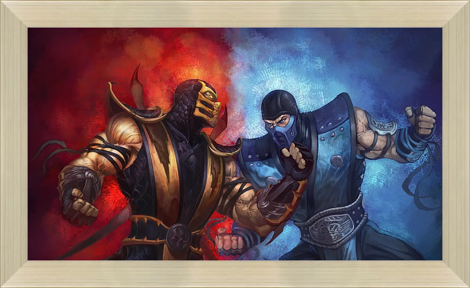 Картина в раме - mortal kombat, scorpion, sub-zero