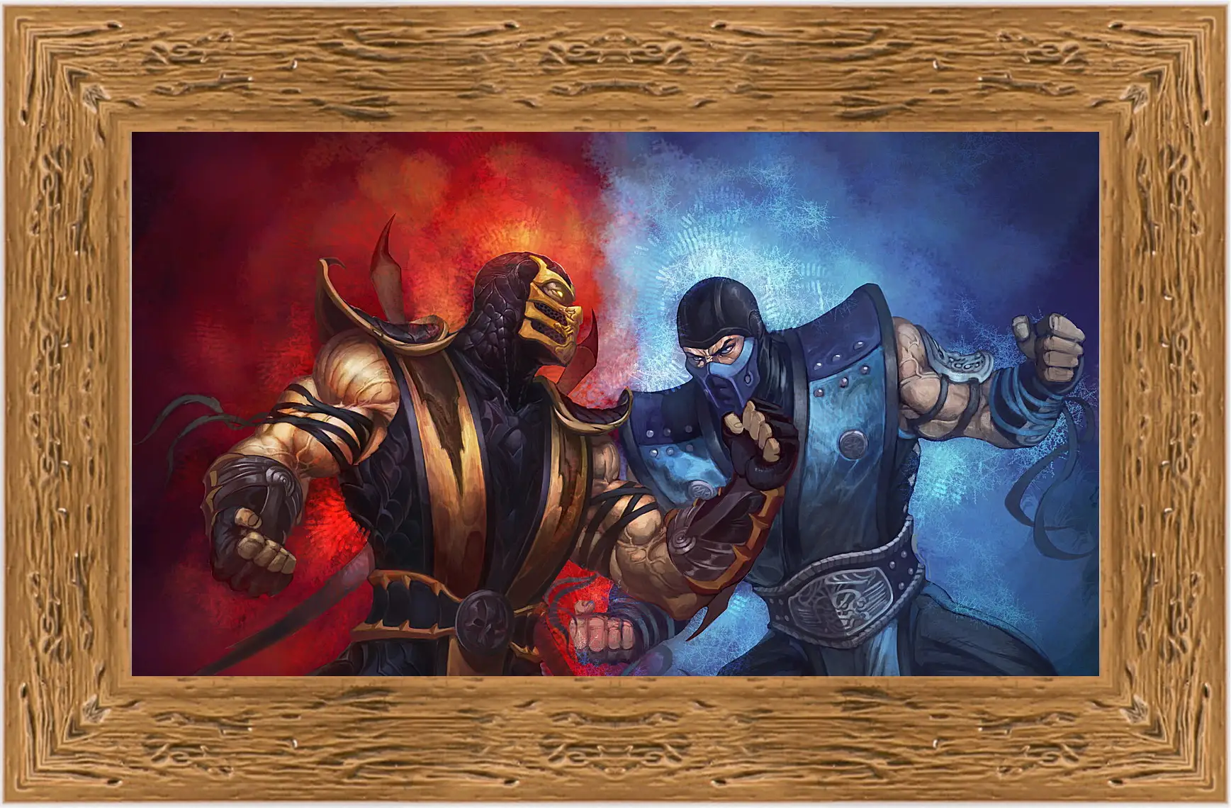 Картина в раме - mortal kombat, scorpion, sub-zero