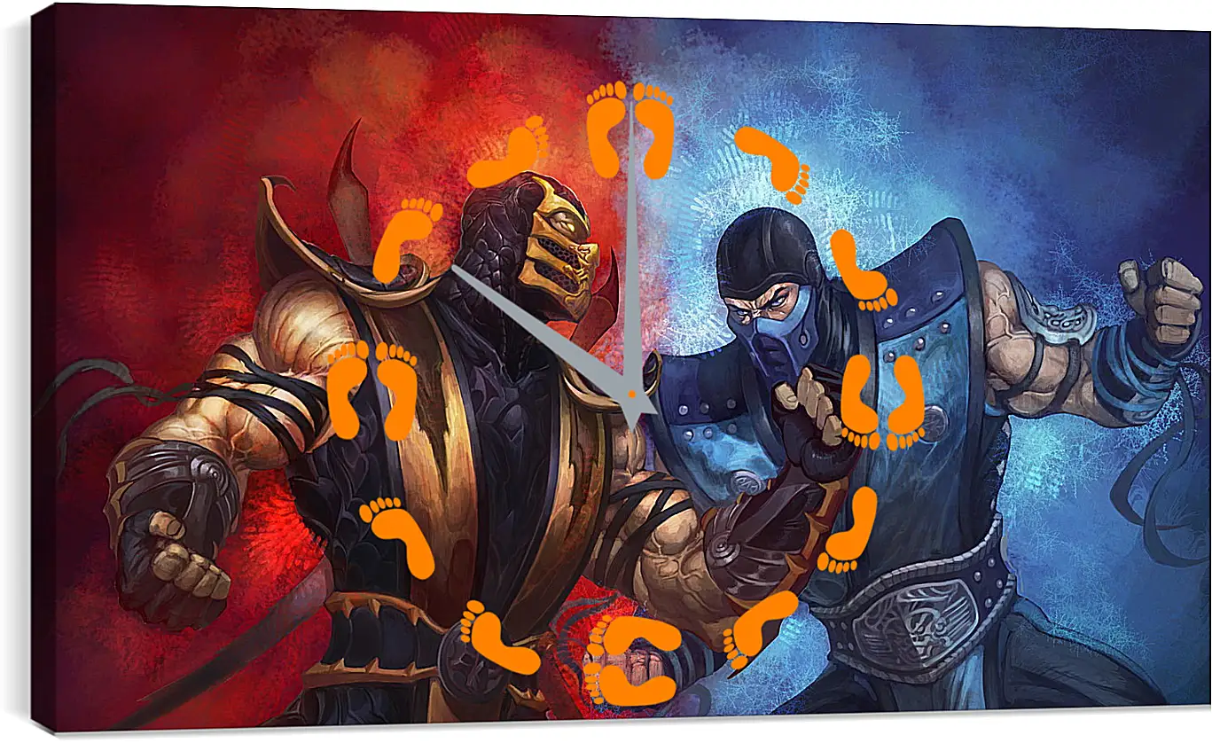 Часы картина - mortal kombat, scorpion, sub-zero