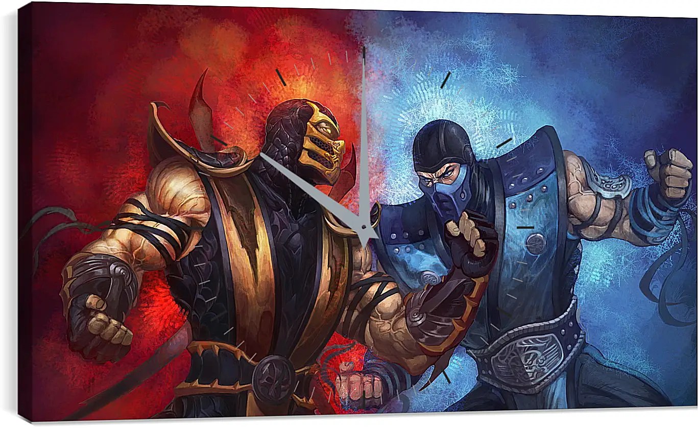 Часы картина - mortal kombat, scorpion, sub-zero