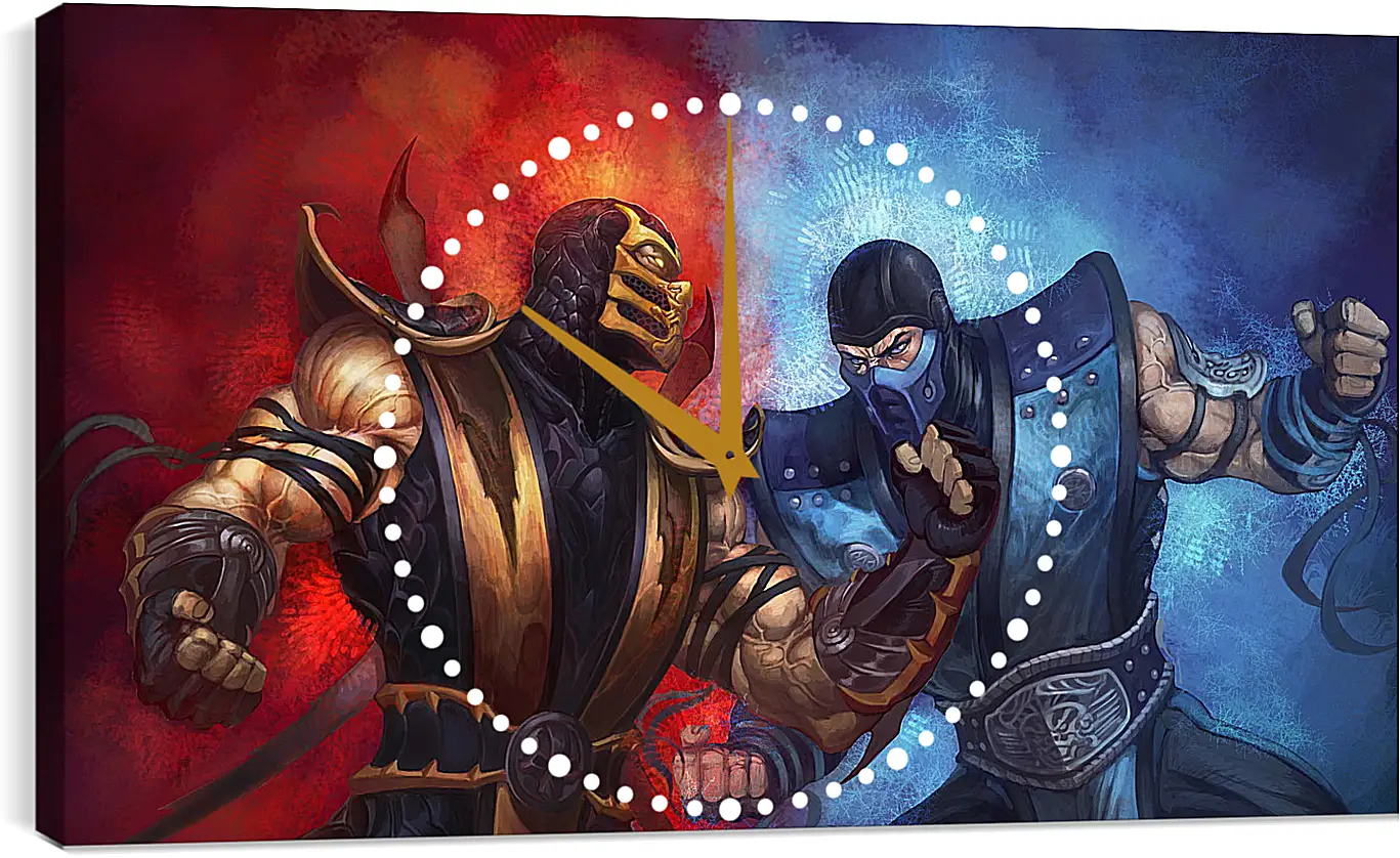 Часы картина - mortal kombat, scorpion, sub-zero