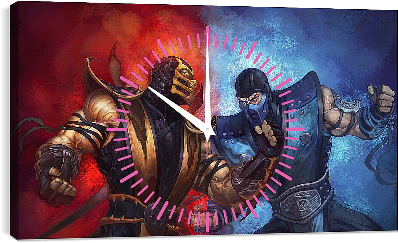 Часы картина - mortal kombat, scorpion, sub-zero