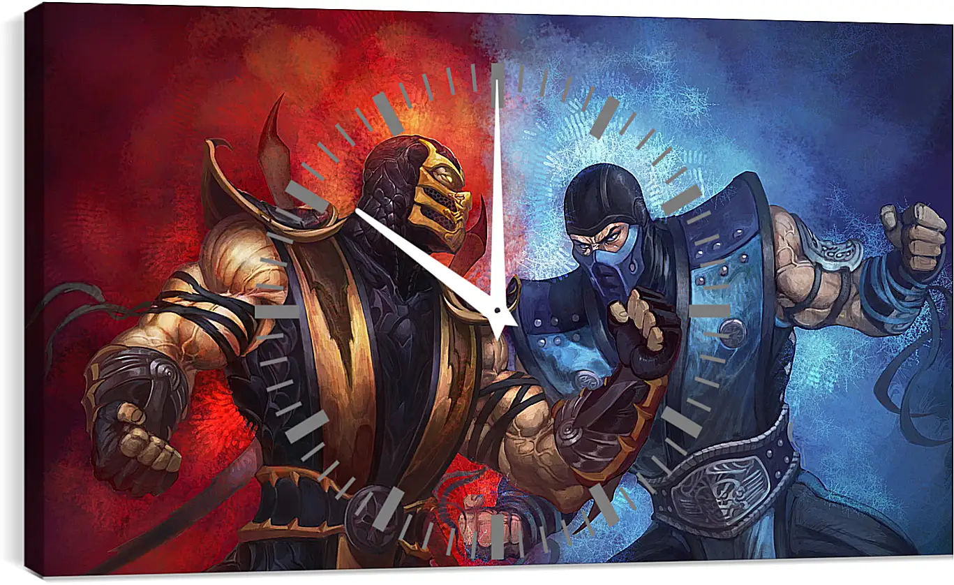 Часы картина - mortal kombat, scorpion, sub-zero