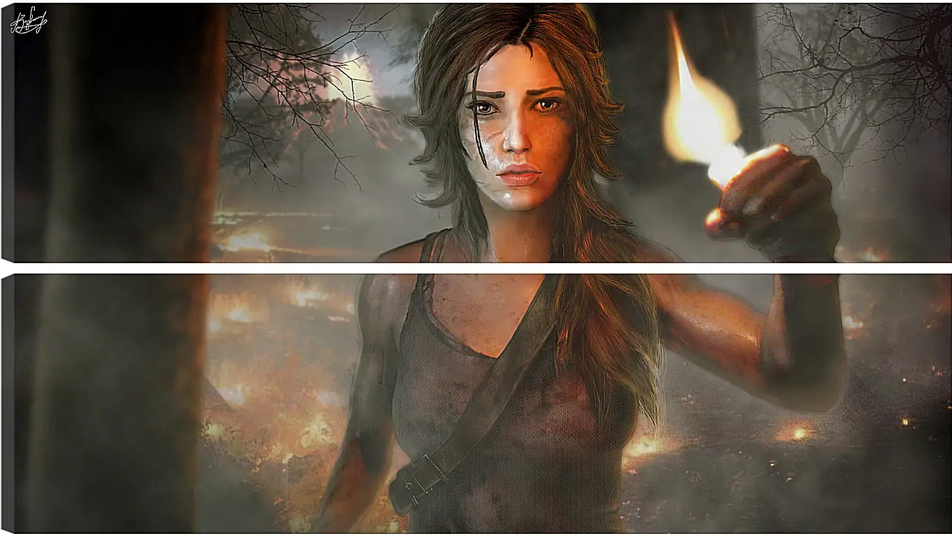 Модульная картина - tomb raider, girl, torch