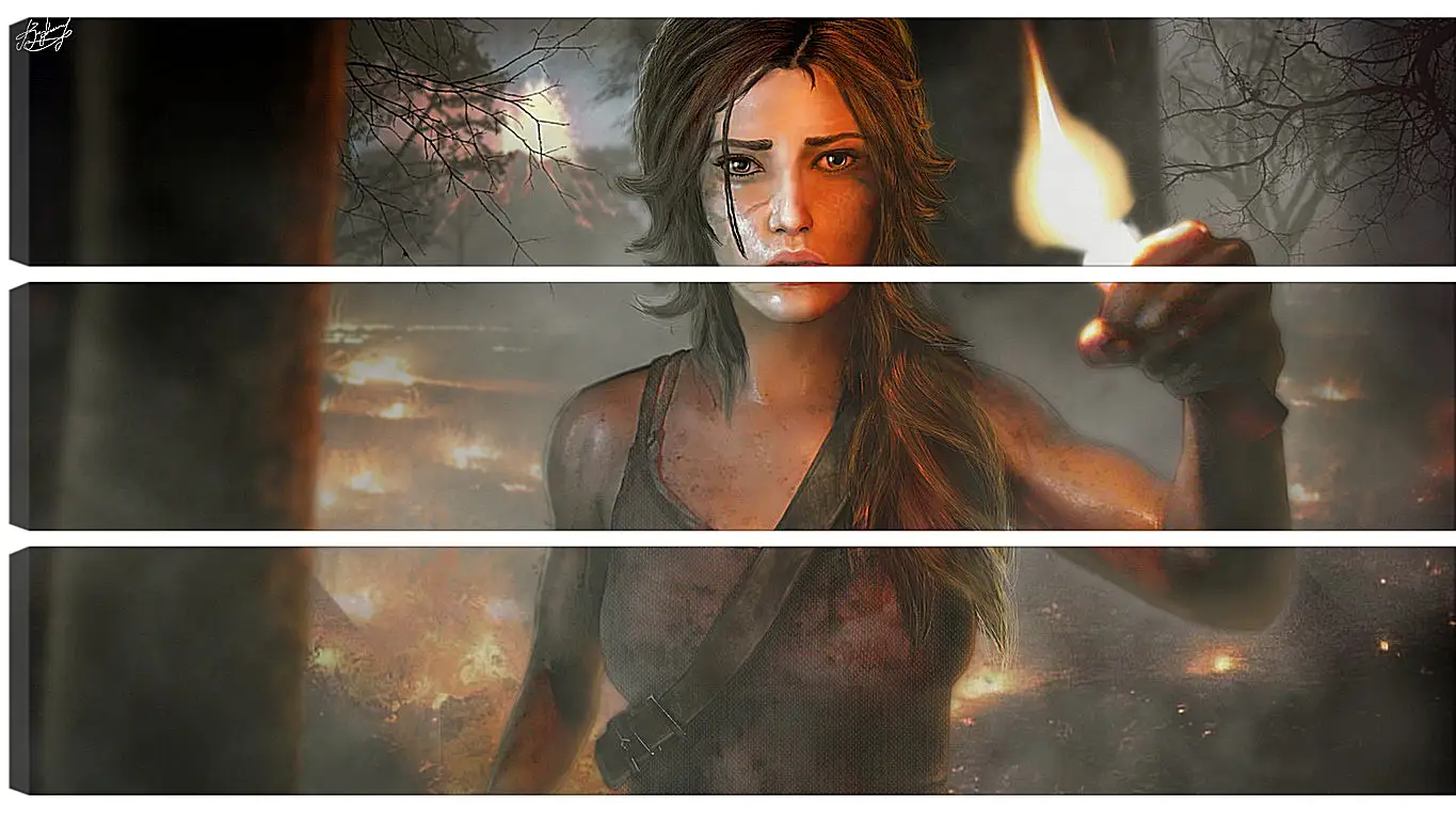 Модульная картина - tomb raider, girl, torch