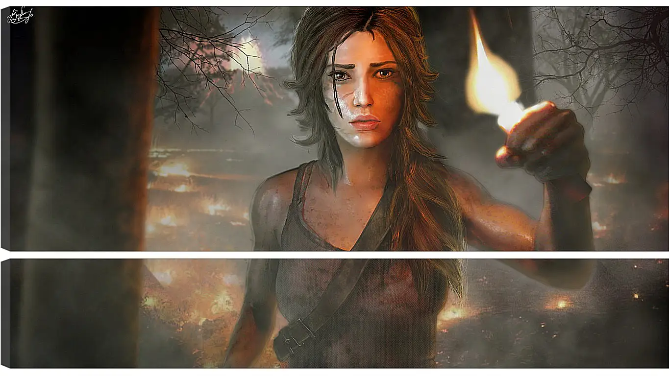 Модульная картина - tomb raider, girl, torch