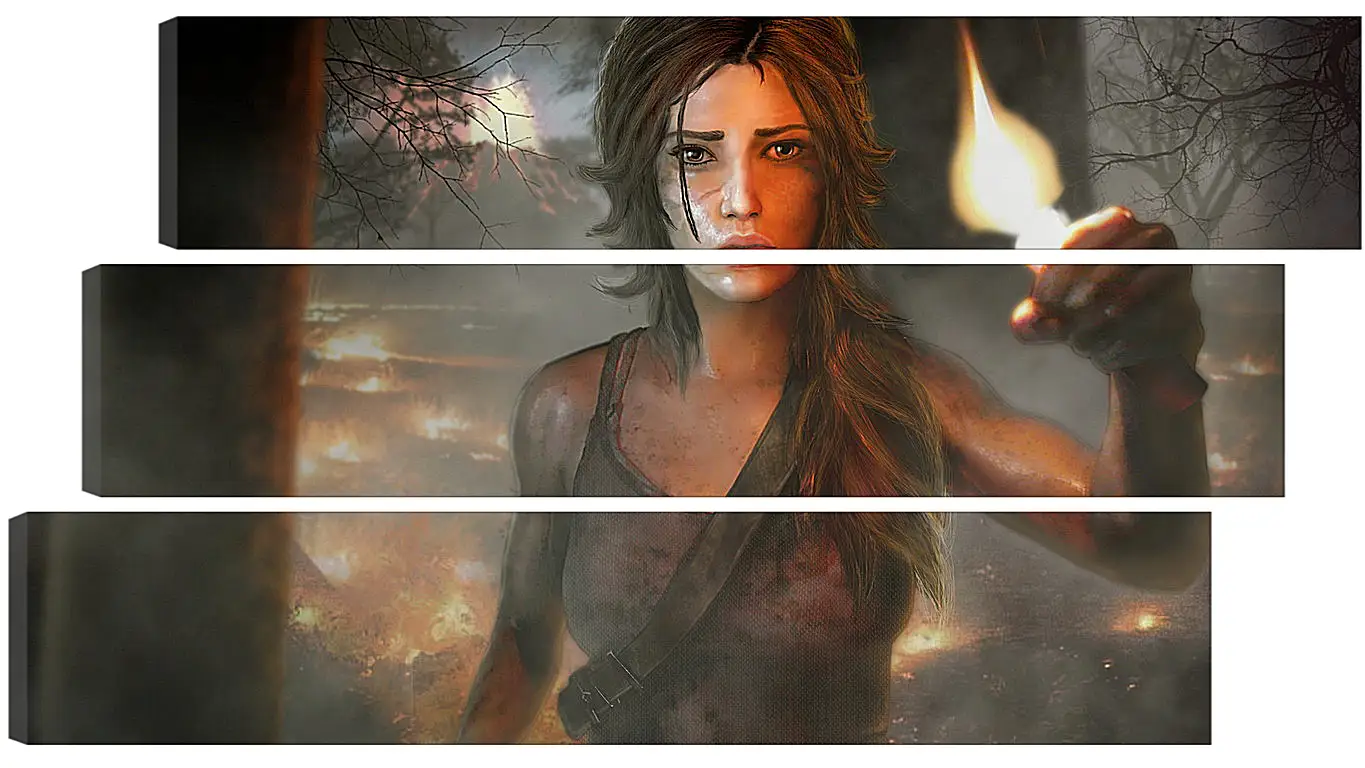 Модульная картина - tomb raider, girl, torch