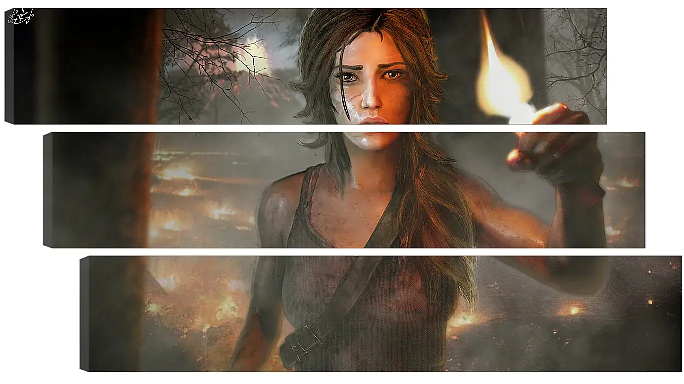 Модульная картина - tomb raider, girl, torch