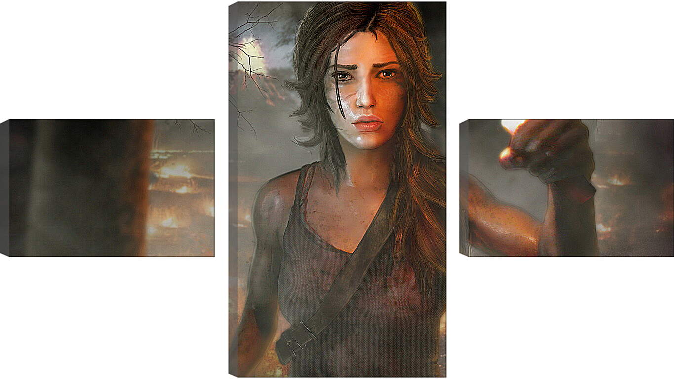 Модульная картина - tomb raider, girl, torch