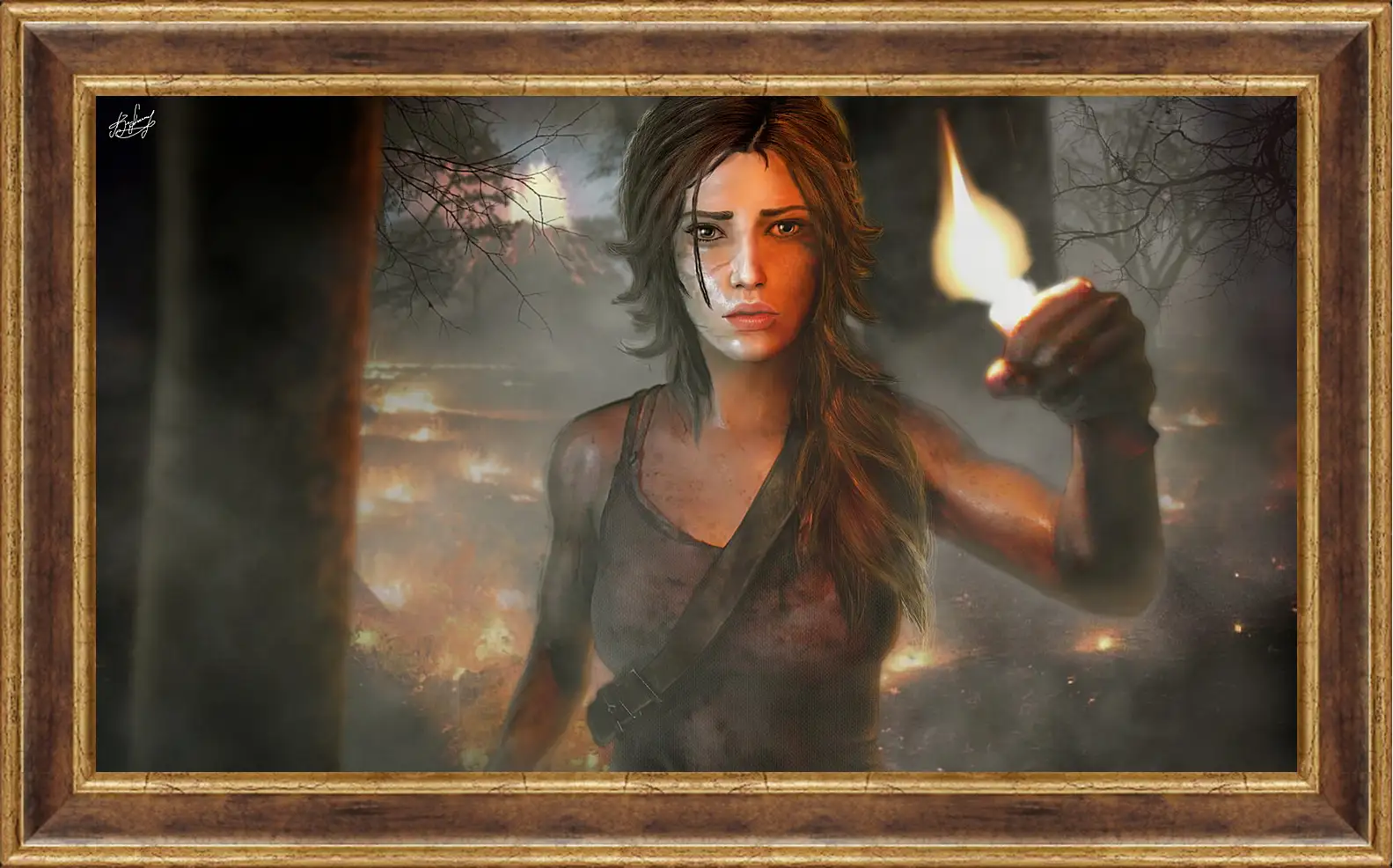 Картина в раме - tomb raider, girl, torch