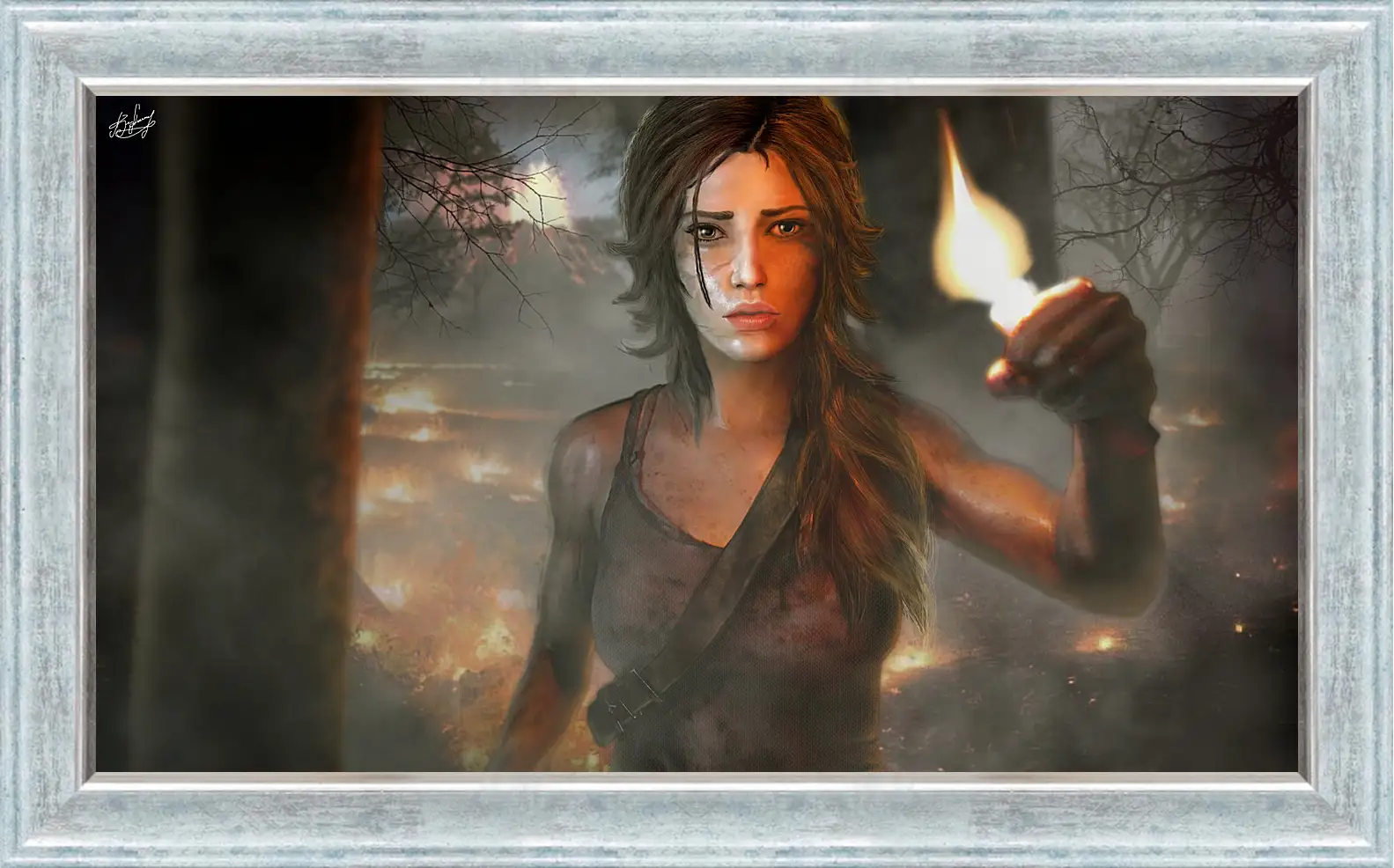 Картина в раме - tomb raider, girl, torch