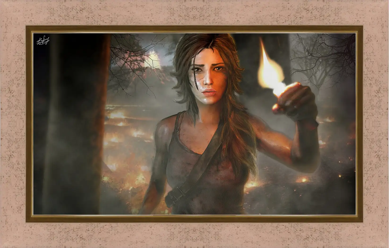 Картина в раме - tomb raider, girl, torch