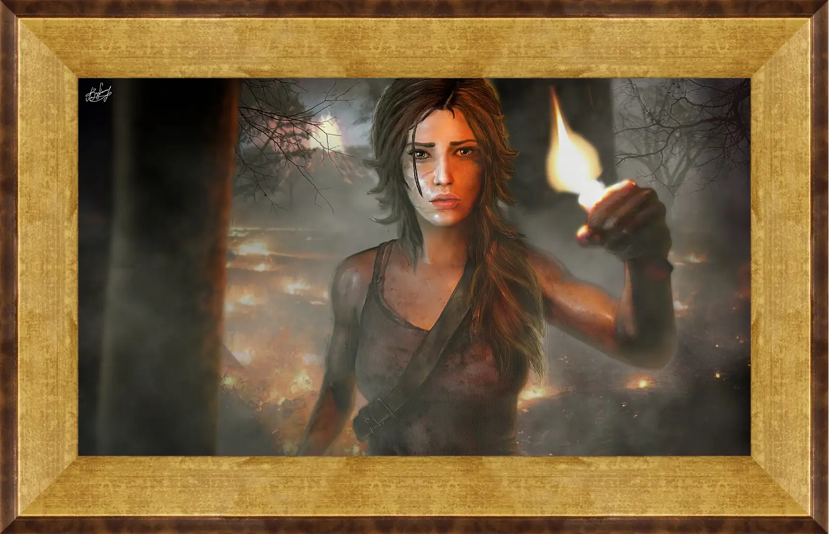 Картина в раме - tomb raider, girl, torch