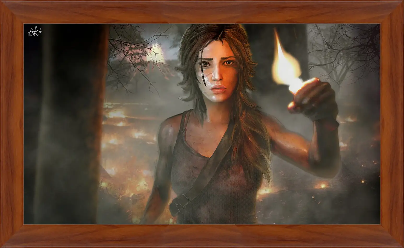 Картина в раме - tomb raider, girl, torch