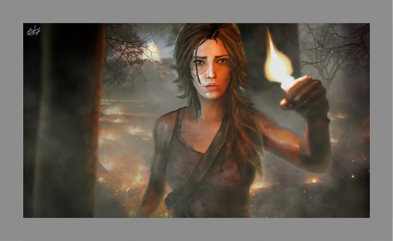 Картина в раме - tomb raider, girl, torch