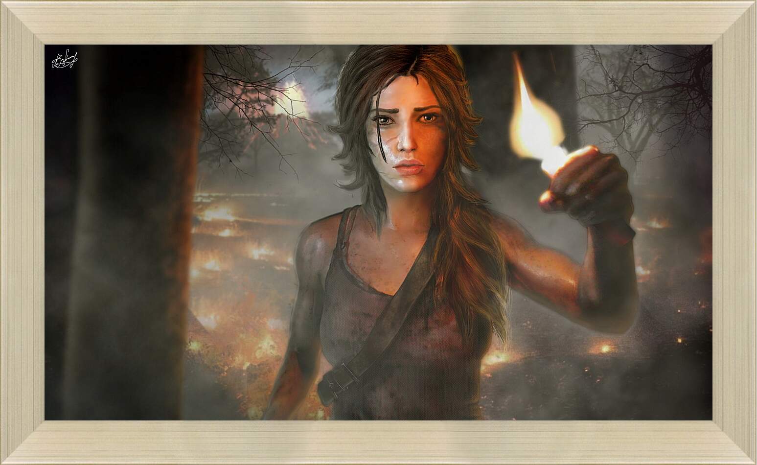 Картина в раме - tomb raider, girl, torch