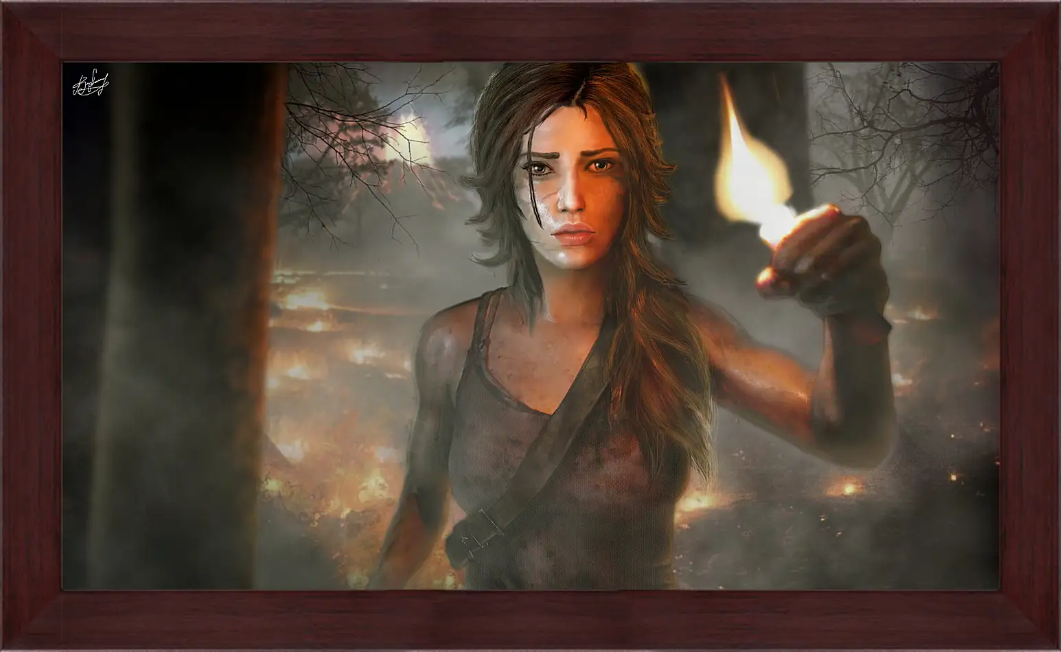 Картина в раме - tomb raider, girl, torch