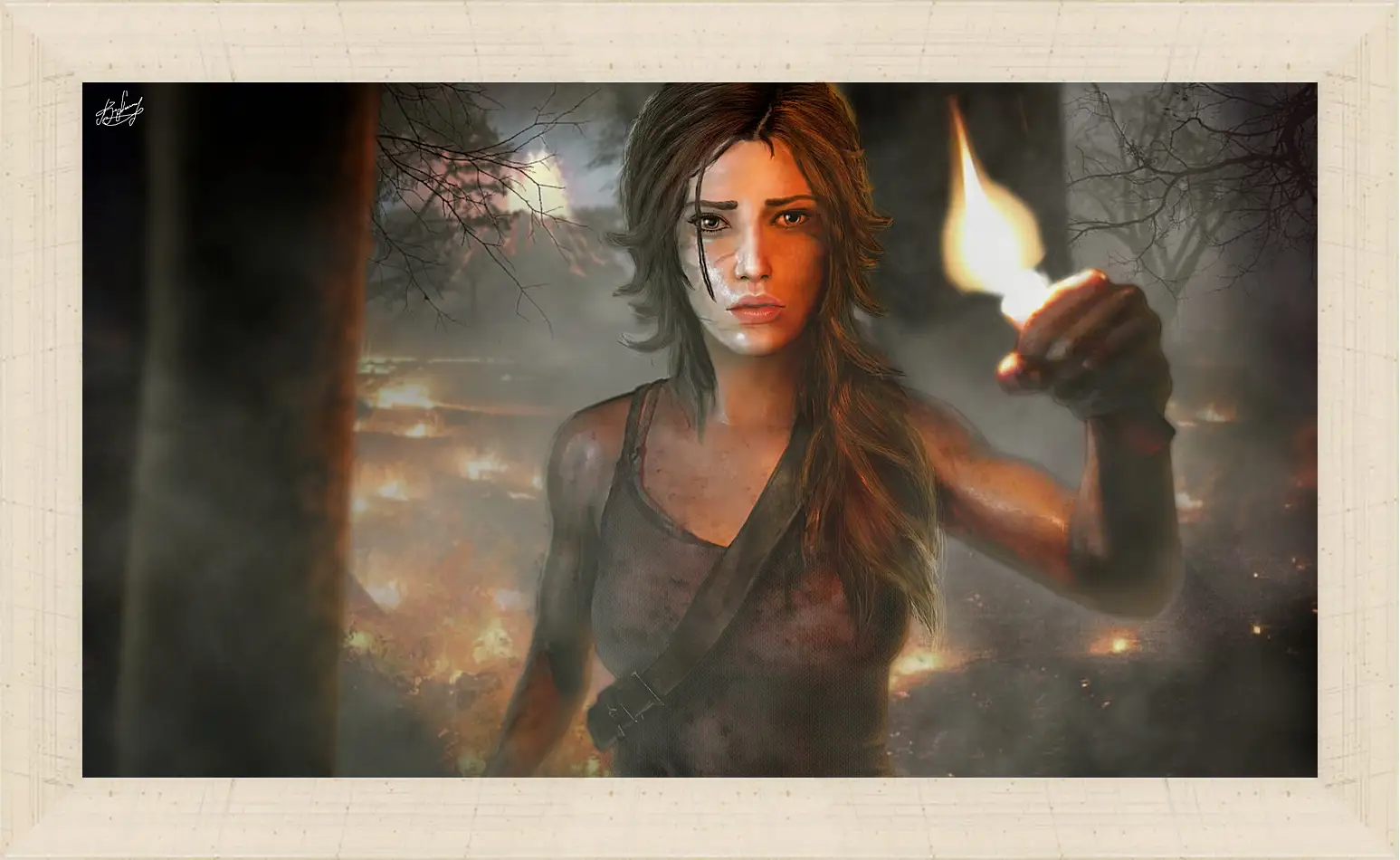 Картина в раме - tomb raider, girl, torch