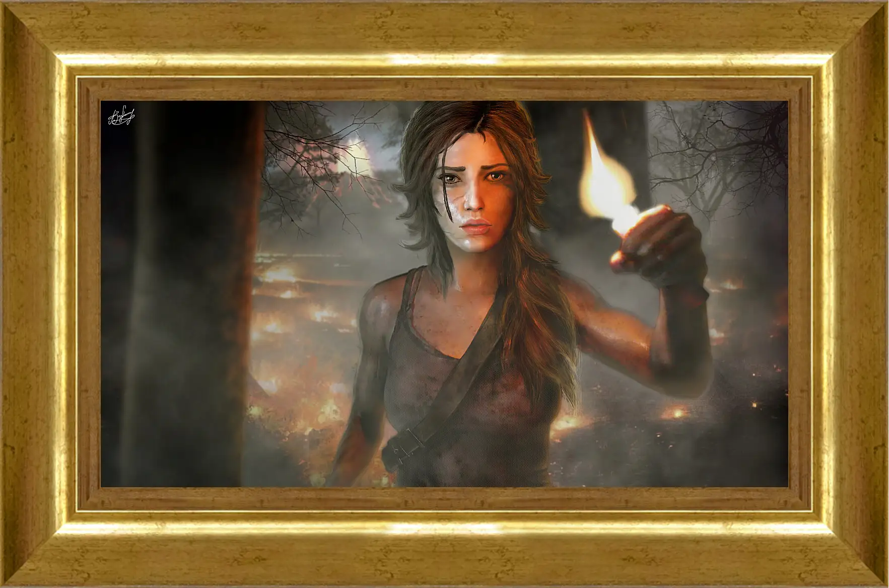 Картина в раме - tomb raider, girl, torch