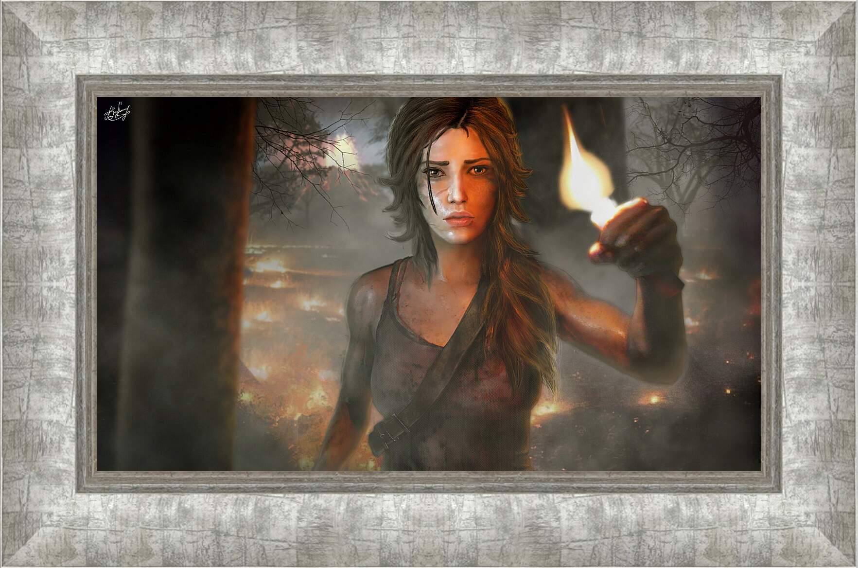 Картина в раме - tomb raider, girl, torch