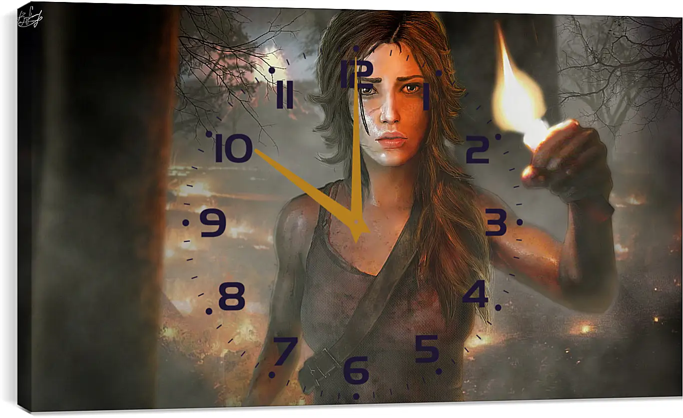 Часы картина - tomb raider, girl, torch