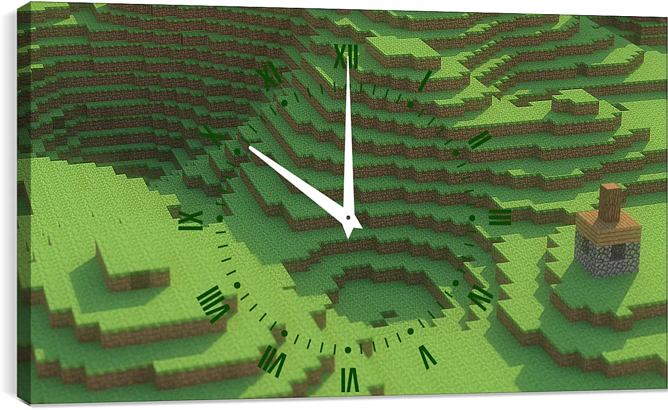 Часы картина - minecraft, mountain, house