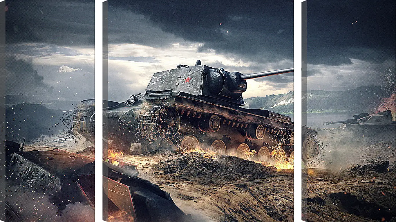 Модульная картина - world of tanks blitz, wargaming net, kv-1