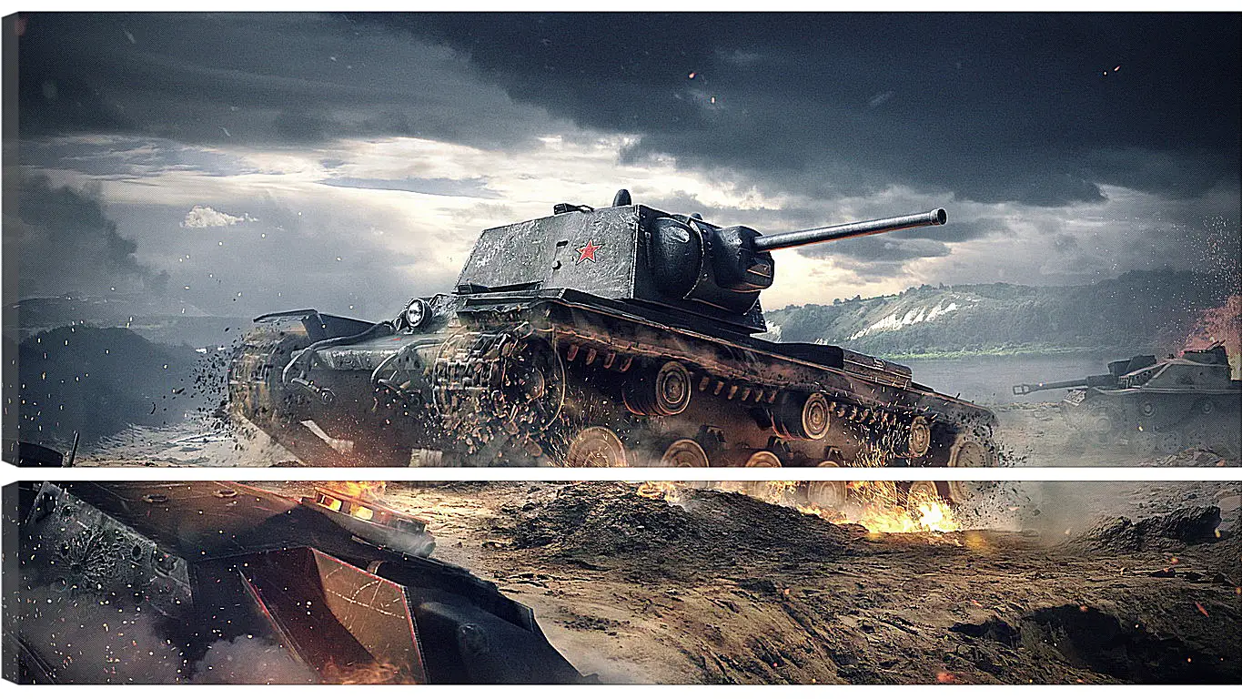 Модульная картина - world of tanks blitz, wargaming net, kv-1