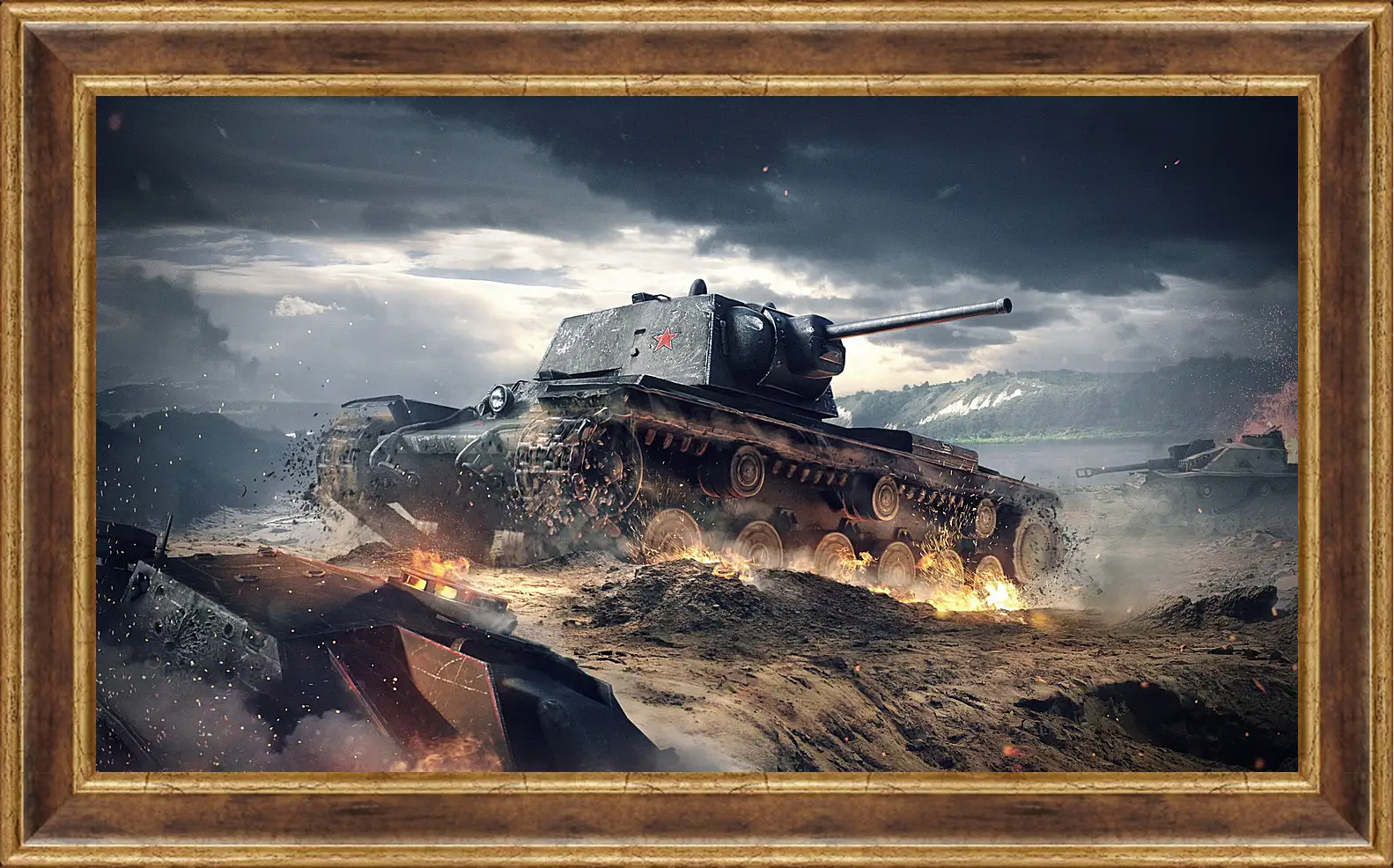 Картина в раме - world of tanks blitz, wargaming net, kv-1