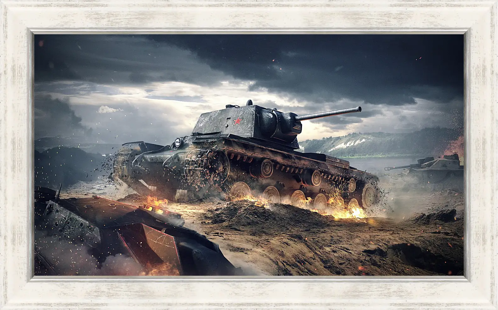 Картина в раме - world of tanks blitz, wargaming net, kv-1