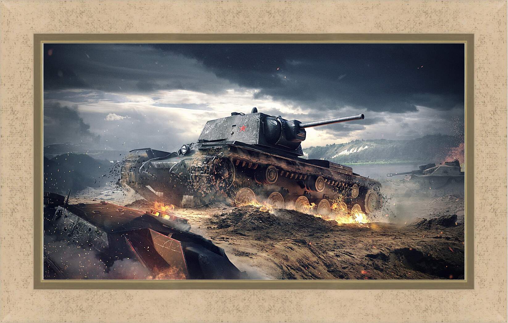 Картина в раме - world of tanks blitz, wargaming net, kv-1