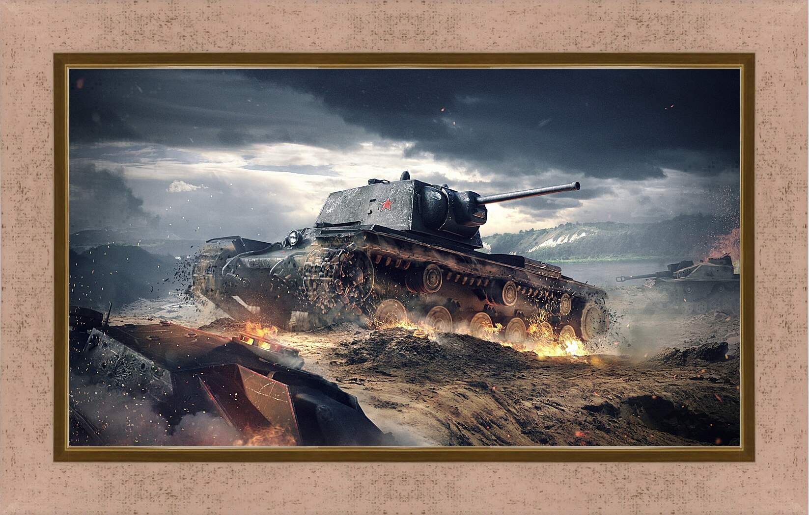 Картина в раме - world of tanks blitz, wargaming net, kv-1