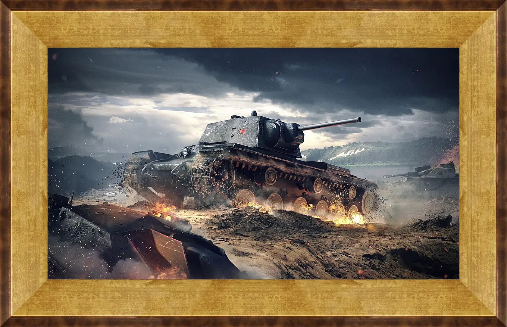 Картина в раме - world of tanks blitz, wargaming net, kv-1