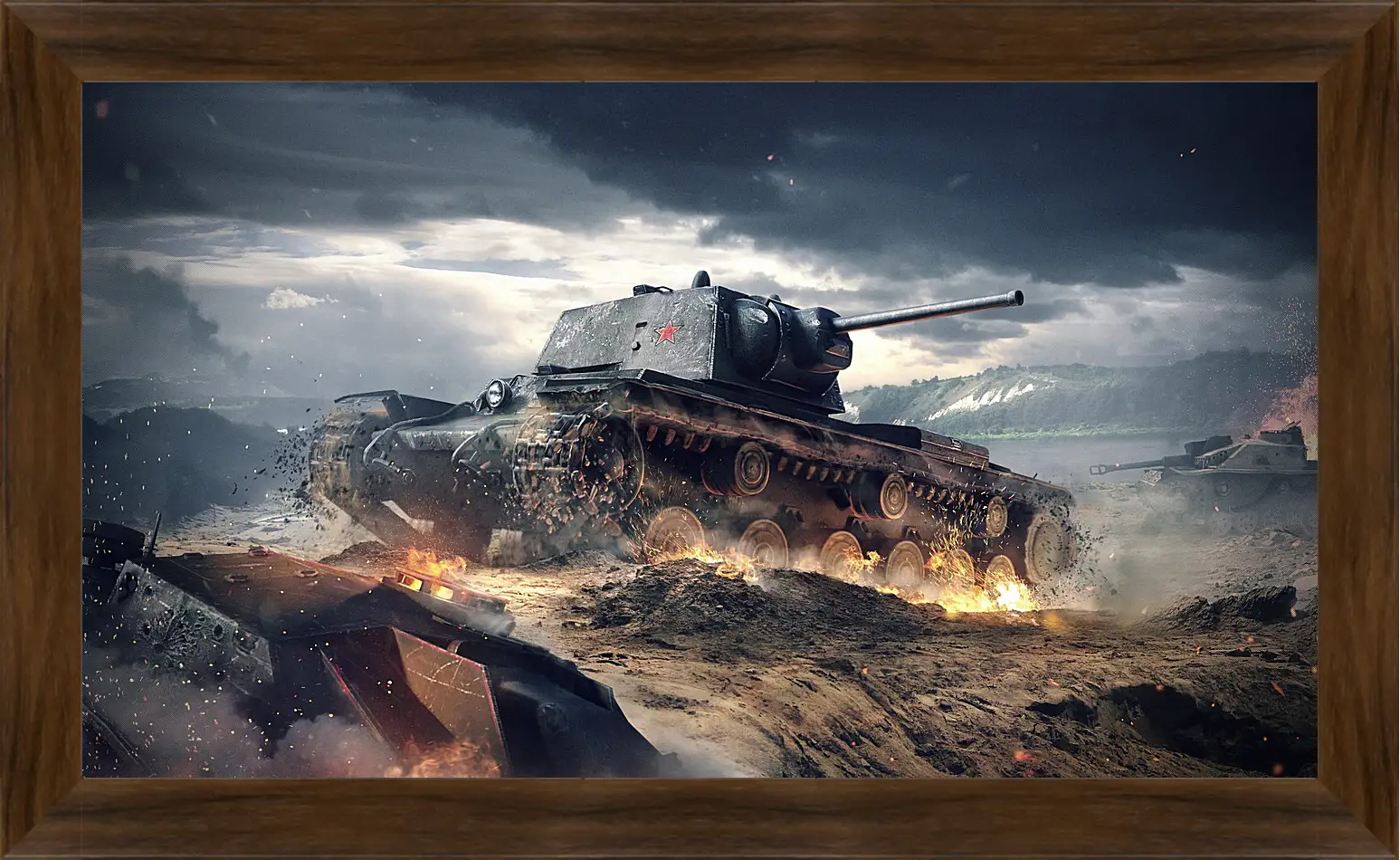 Картина в раме - world of tanks blitz, wargaming net, kv-1