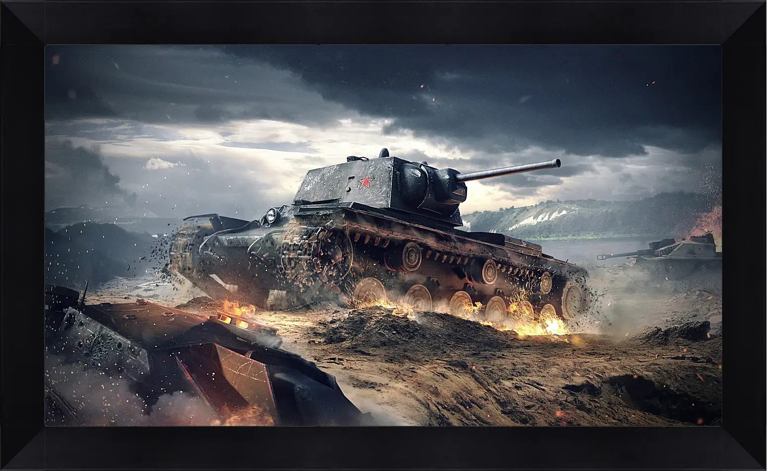 Картина в раме - world of tanks blitz, wargaming net, kv-1