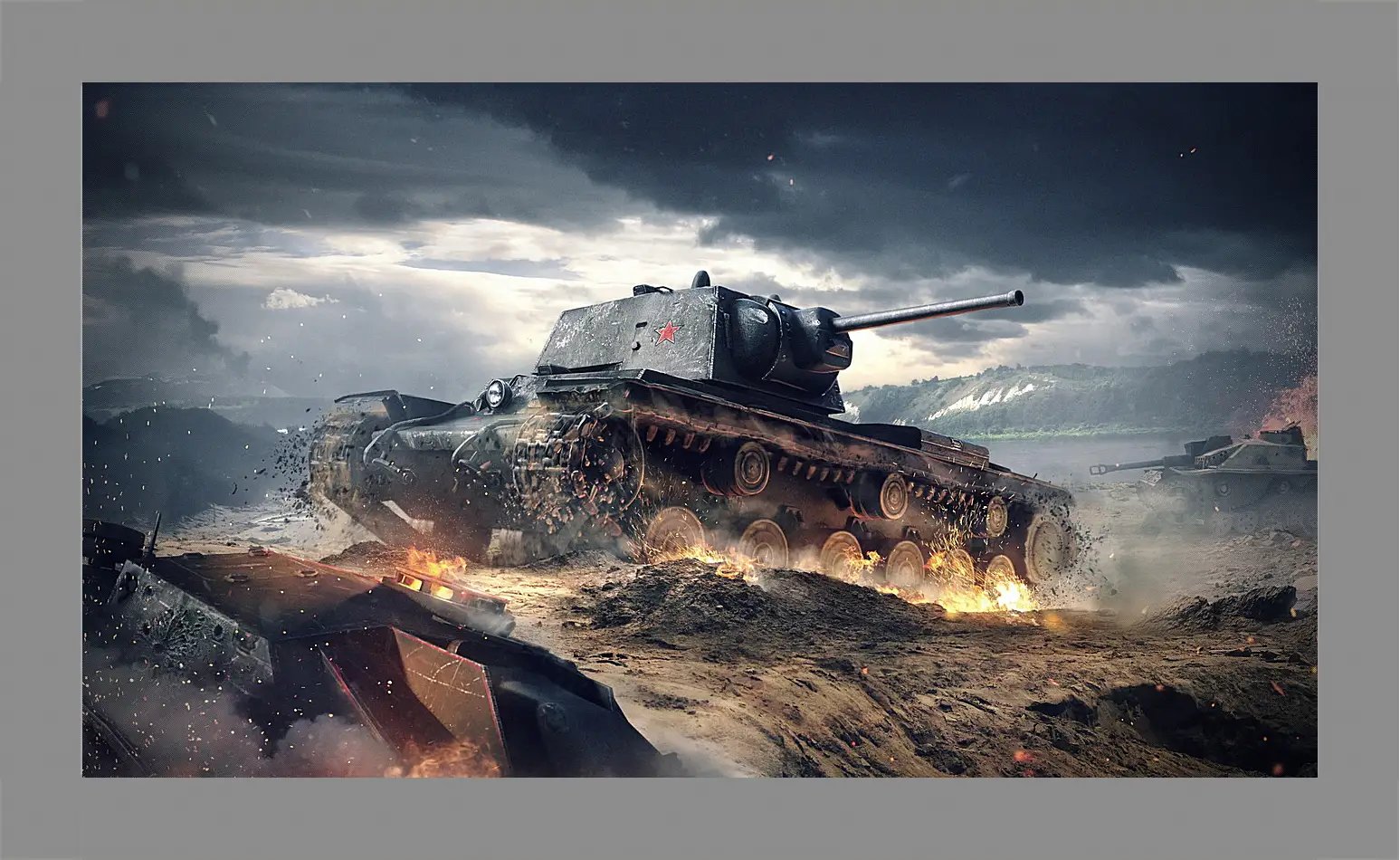 Картина в раме - world of tanks blitz, wargaming net, kv-1