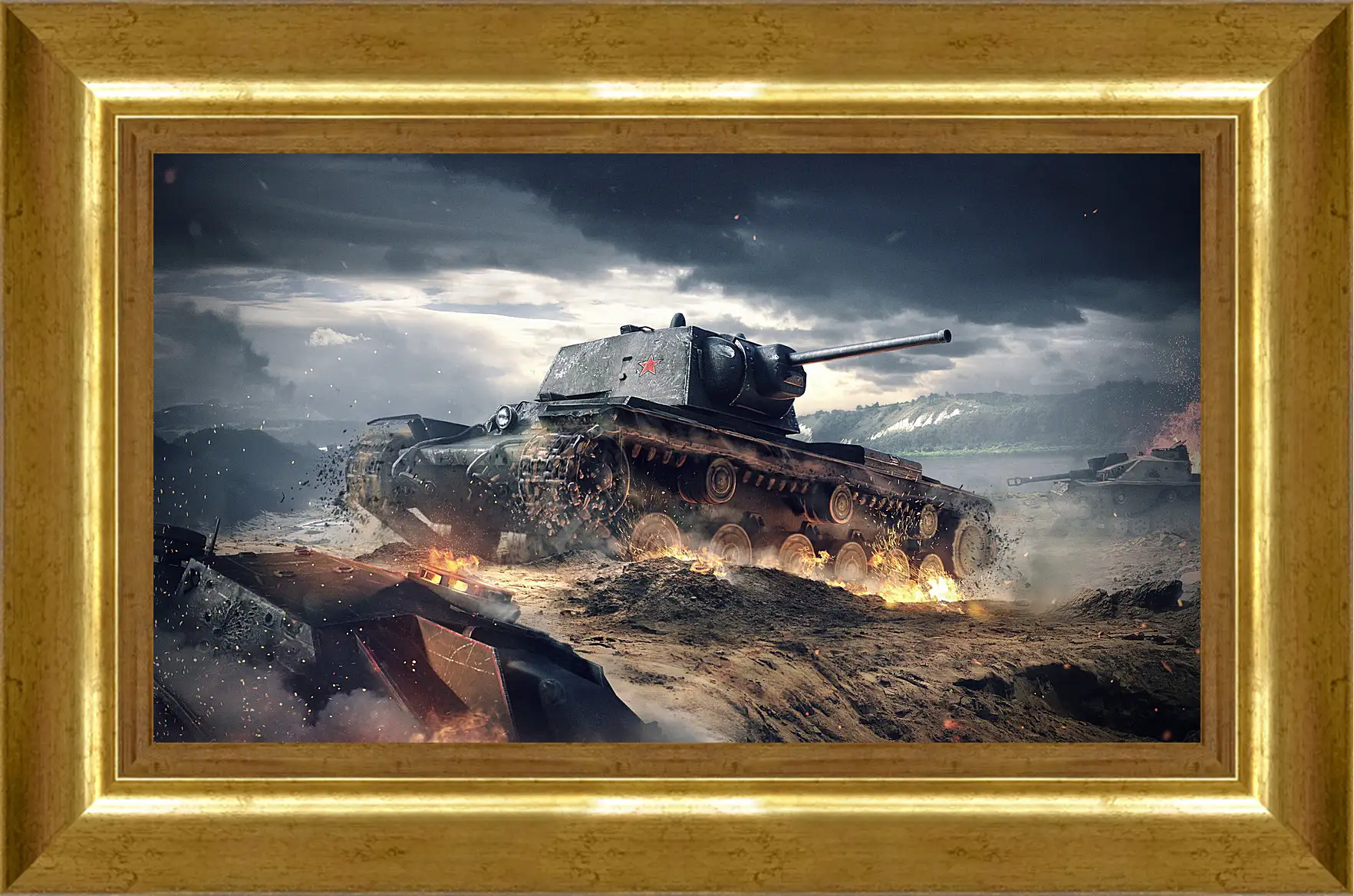 Картина в раме - world of tanks blitz, wargaming net, kv-1