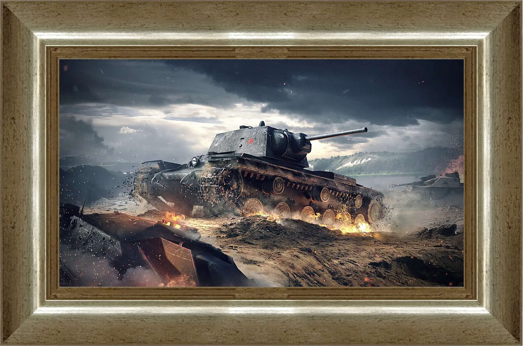 Картина в раме - world of tanks blitz, wargaming net, kv-1