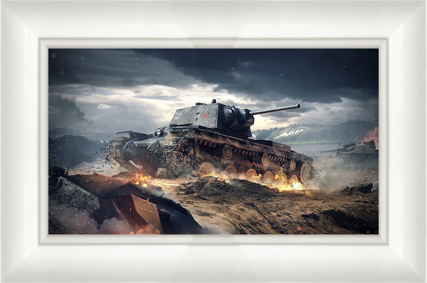 Картина в раме - world of tanks blitz, wargaming net, kv-1