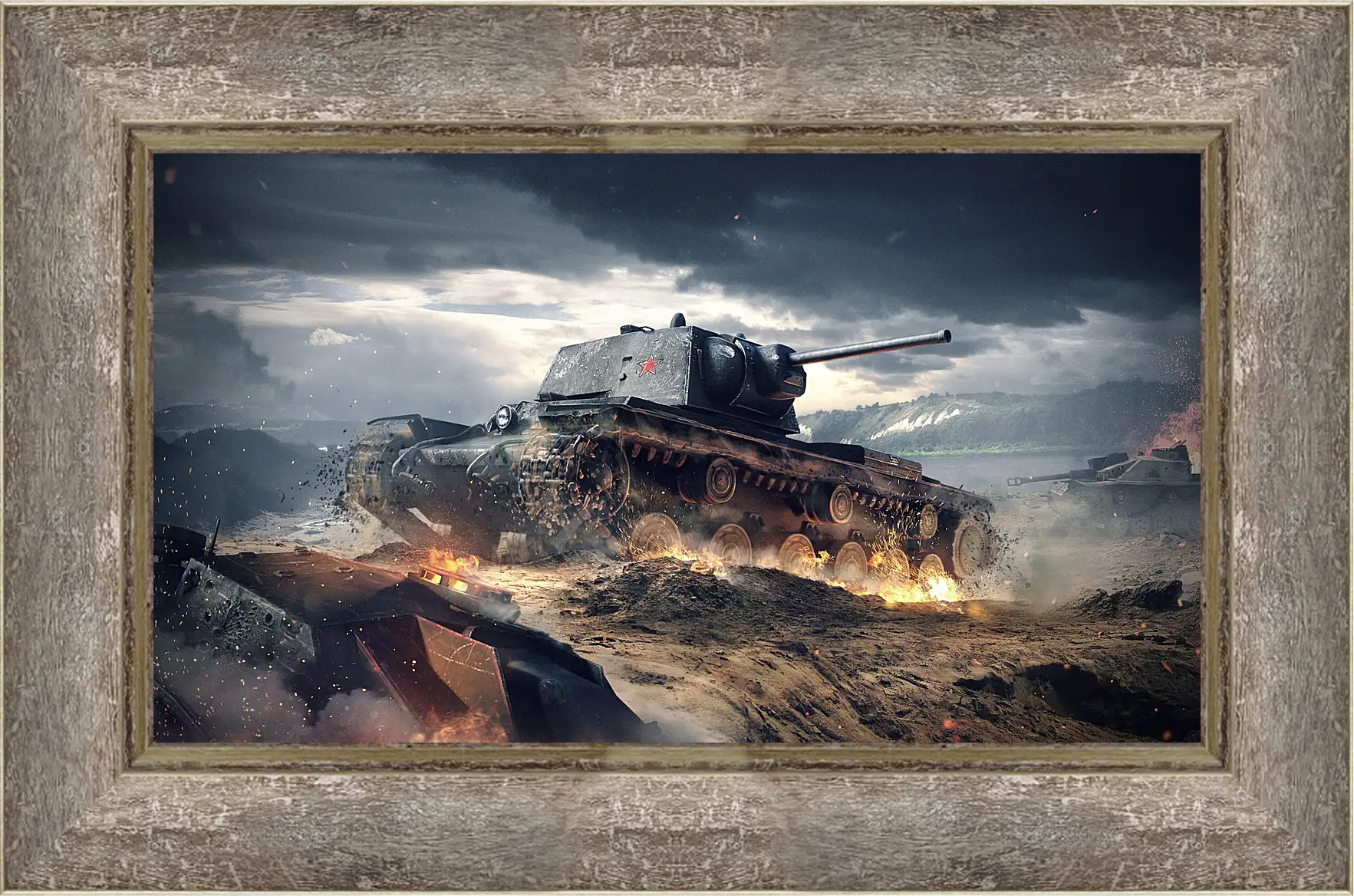 Картина в раме - world of tanks blitz, wargaming net, kv-1