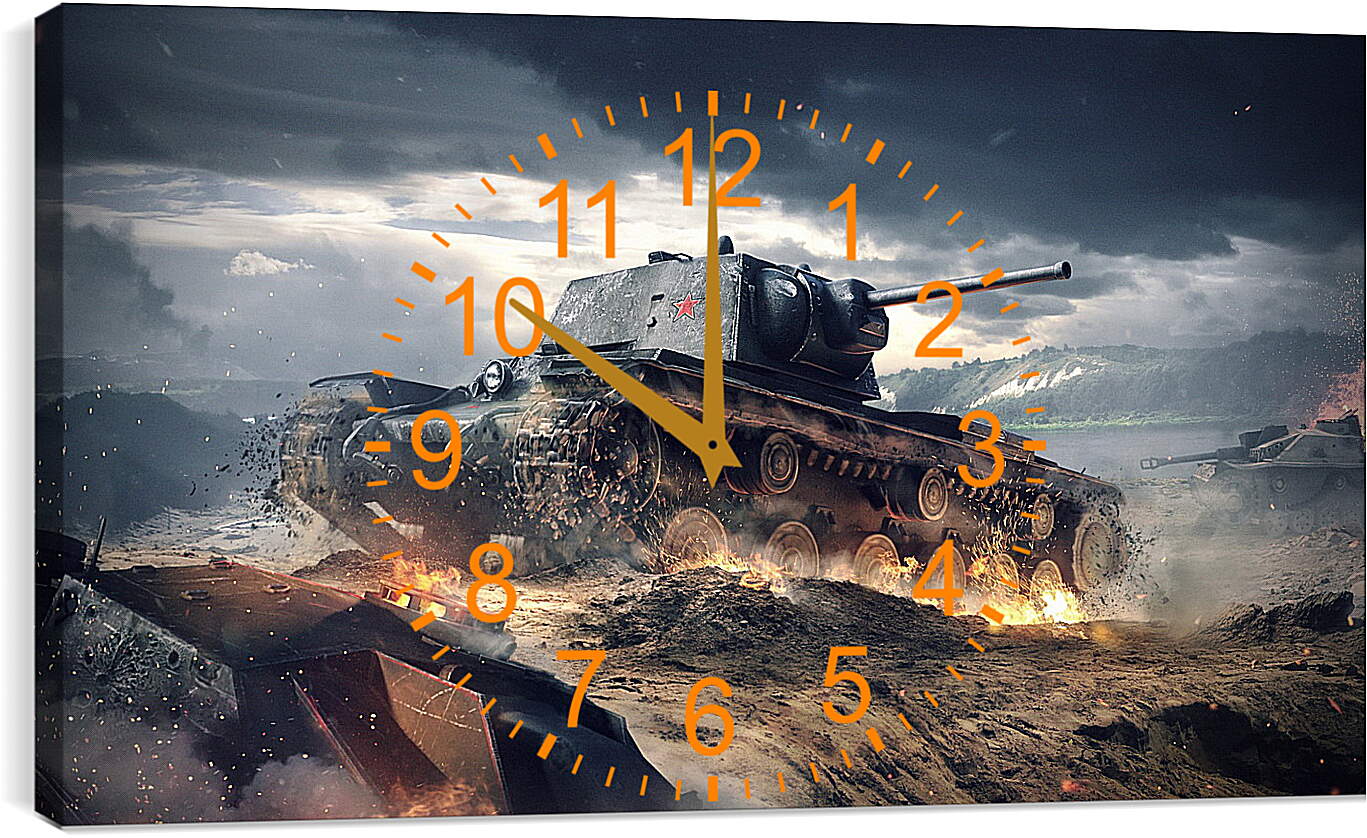 Часы картина - world of tanks blitz, wargaming net, kv-1