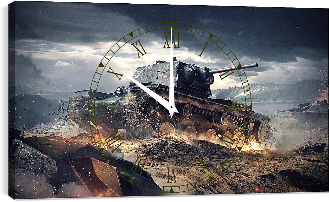 Часы картина - world of tanks blitz, wargaming net, kv-1