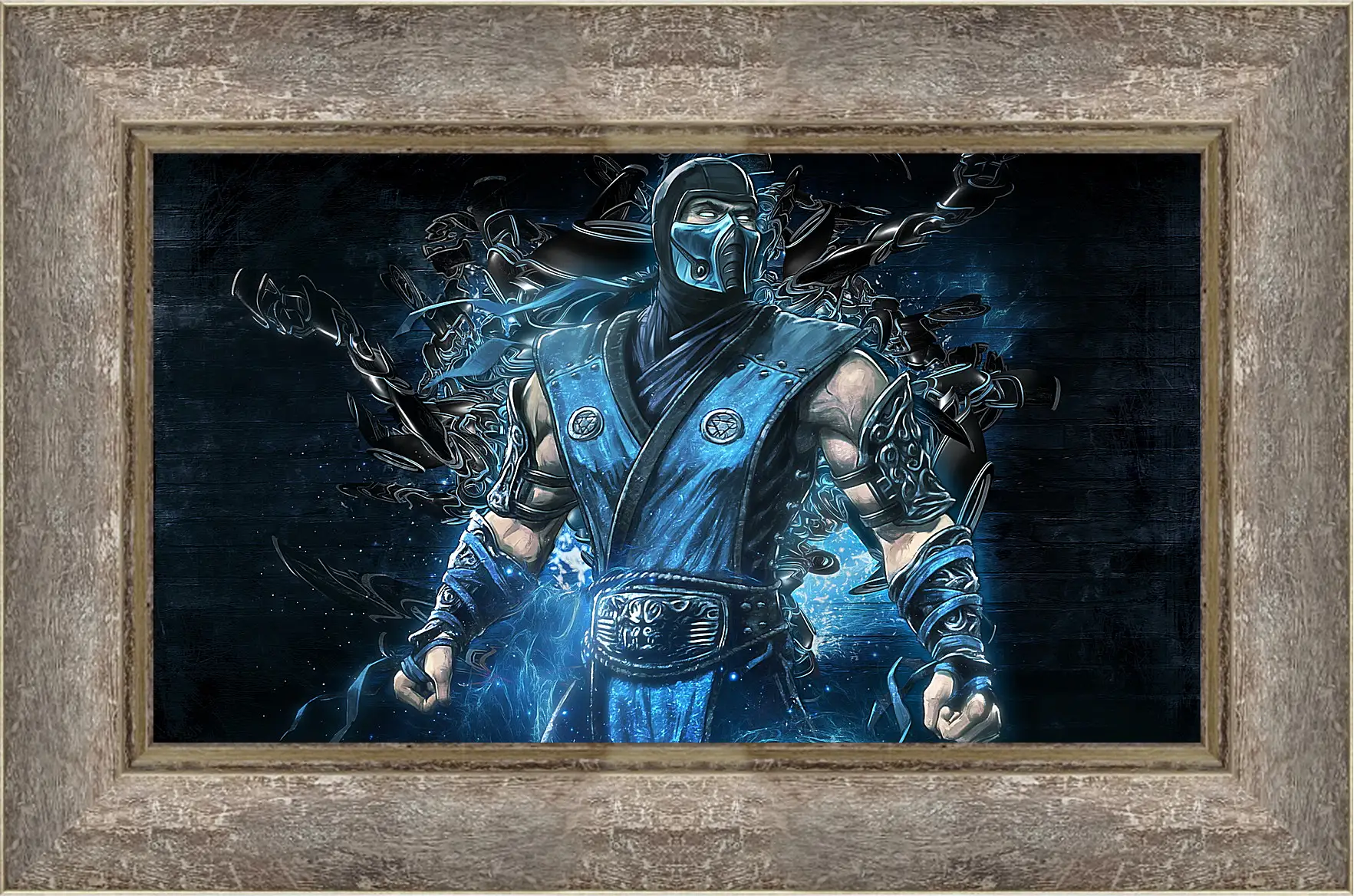 Картина в раме - mortal kombat, sub zero, art