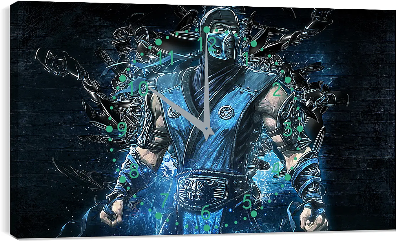 Часы картина - mortal kombat, sub zero, art