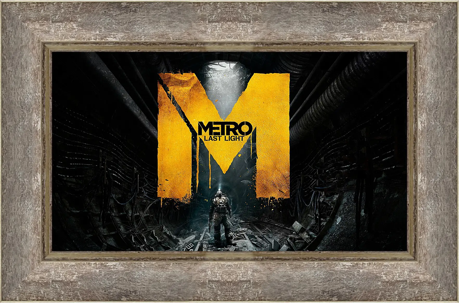 Картина в раме - metro last light, game, sign
