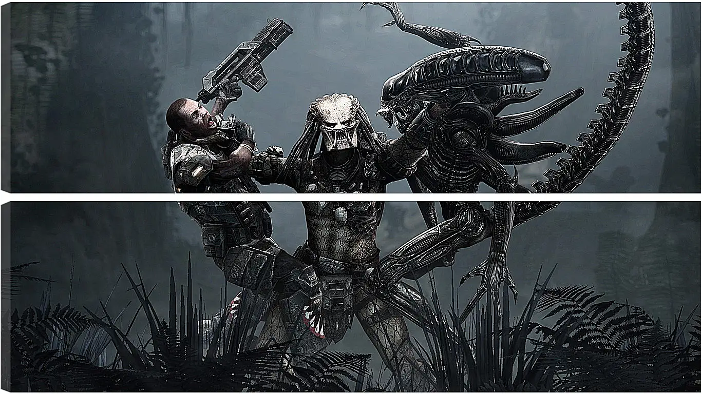 Модульная картина - aliens, predator, art
