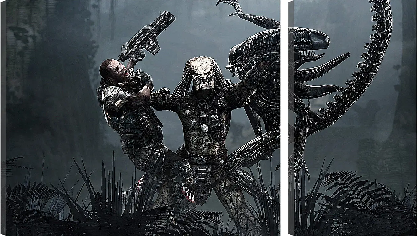 Модульная картина - aliens, predator, art
