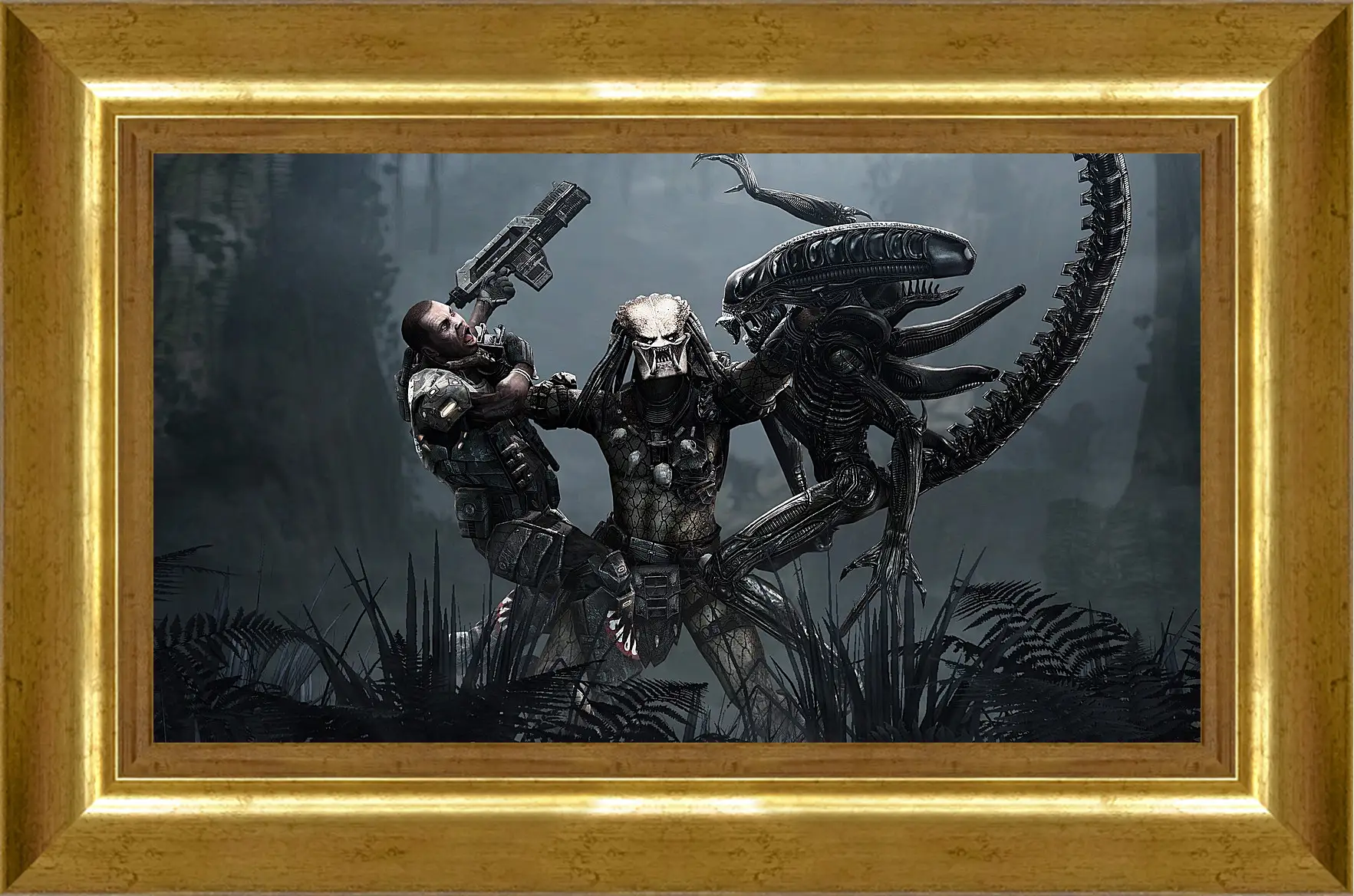 Картина в раме - aliens, predator, art
