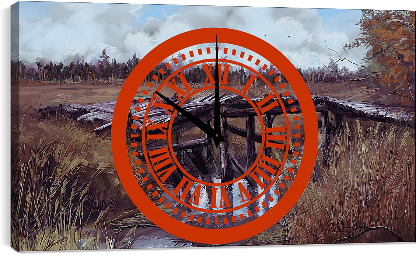 Часы картина - stalker, pripyat, grass
