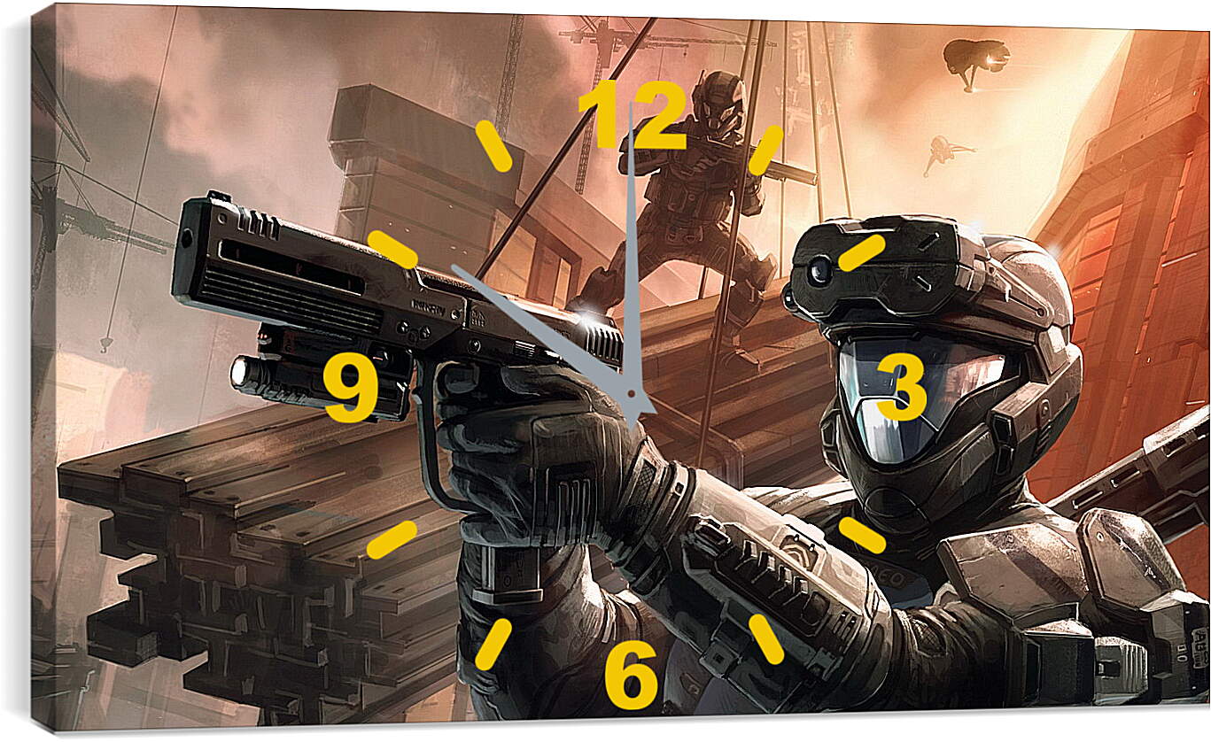 Часы картина - halo 3, soldiers, gun
